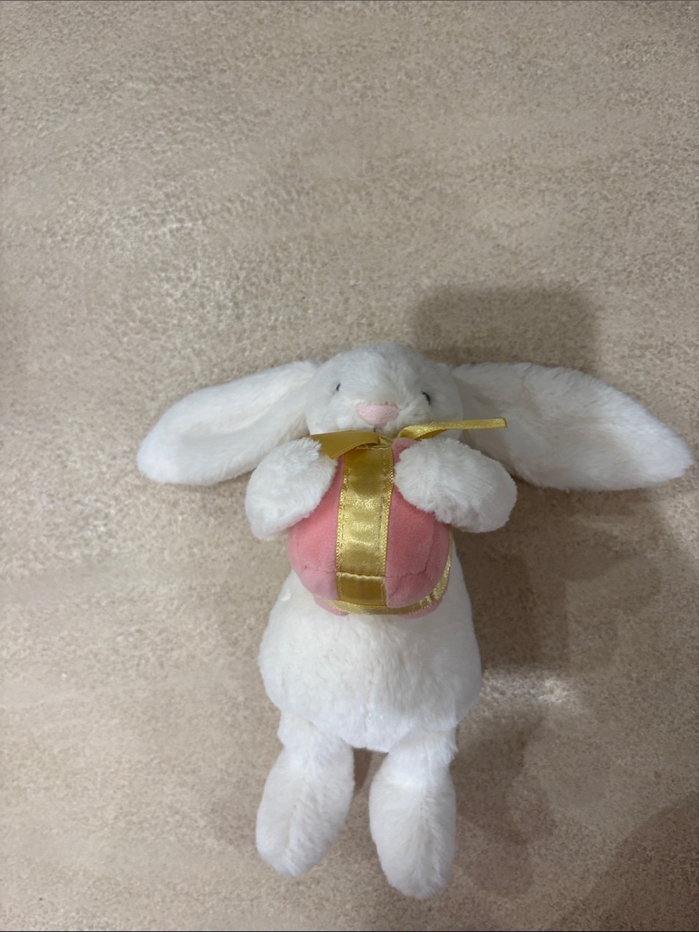 Jellycat White Plush Bunny Holding Pink & Gold gift
